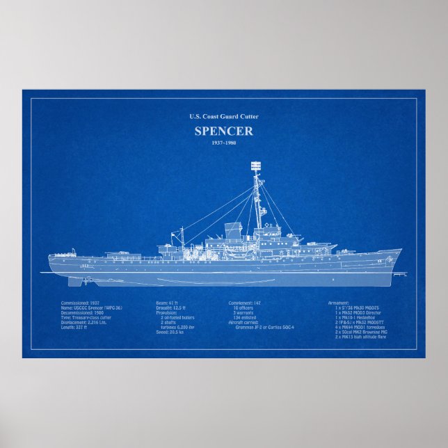 Póster USCG Cutter Spencer wpg-36 - ABD (Frente)