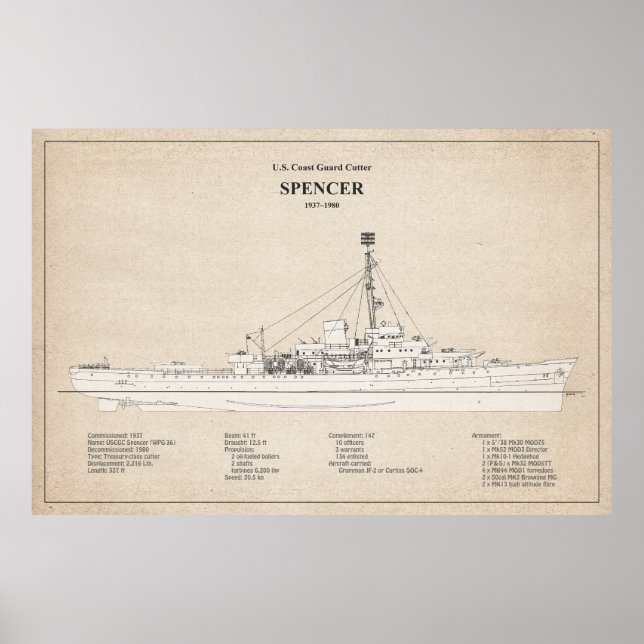 Póster USCG Cutter Spencer wpg-36 - SBD (Frente)