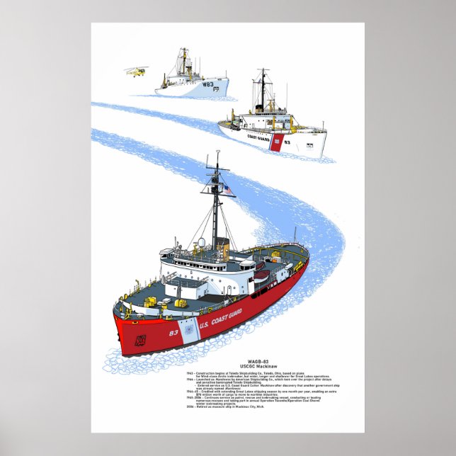 Póster USCGC Mackinaw WAGB-83 Poster de Historia (Frente)