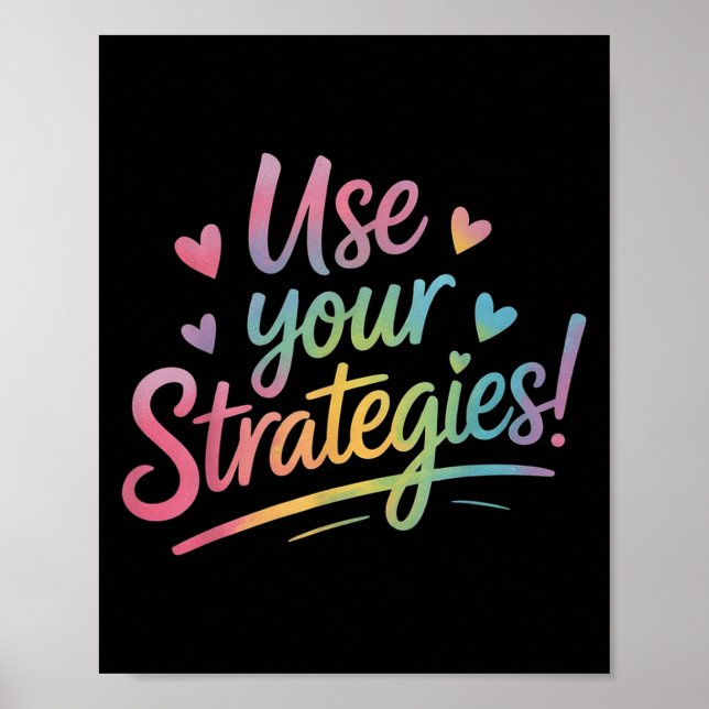 Póster Use Your Strategies Test Day Teacher Student Motiv (Frente)