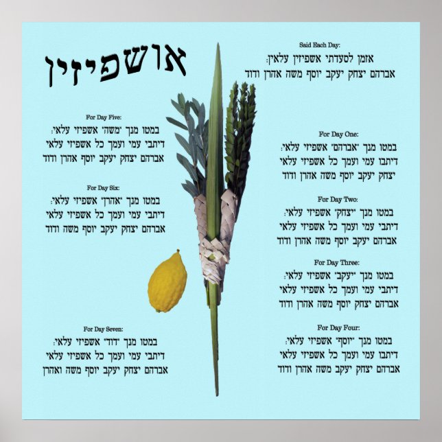 Póster Ushpizin & Arba Minim (4 especies)