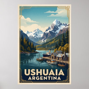 Póster Ushuaia Argentina Vintage Retro Viajes