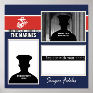 Póster USMC el pocos el collage de fotos orgulloso