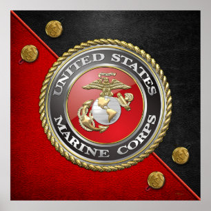 Póster USMC Emblem & Uniform [3D]