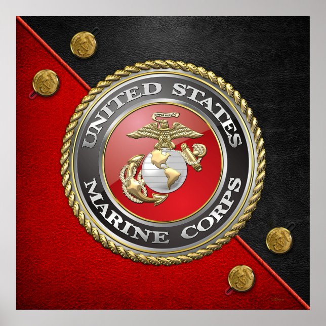 Póster USMC Emblem & Uniform [3D] (Frente)