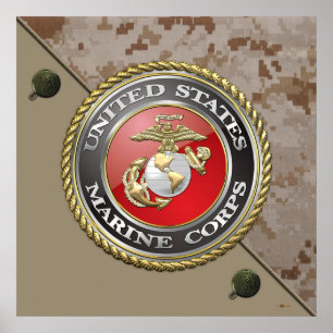 Póster USMC Emblem & Uniform [3D]