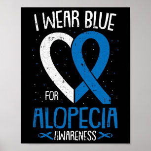 Póster Uso Azul Para Concienciación Alopecia Areata Baldi