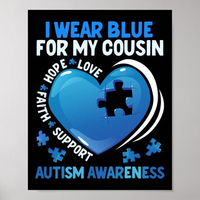 Póster Uso Azul Para Concienciar Sobre El Autismo De Mis  (Frente)