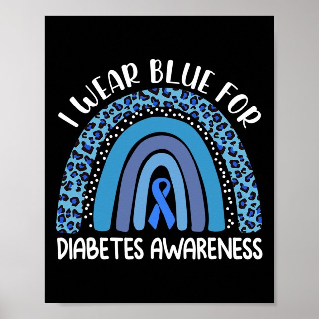 Póster Uso Azul Para La Diabetes Apoyo A La Conciencia En (Frente)