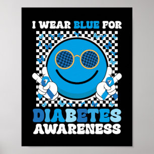 Póster Uso Azul Para La Diabetes Conciencia De La Cara De