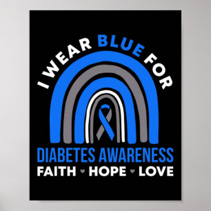 Póster Uso Azul Para La Diabetes Conciencia Fe Esperanza