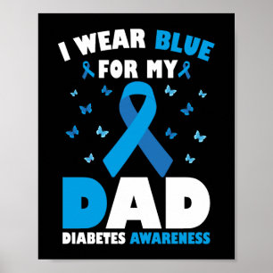 Póster Uso Azul Para La Diabetes De Papá Conciencia De La