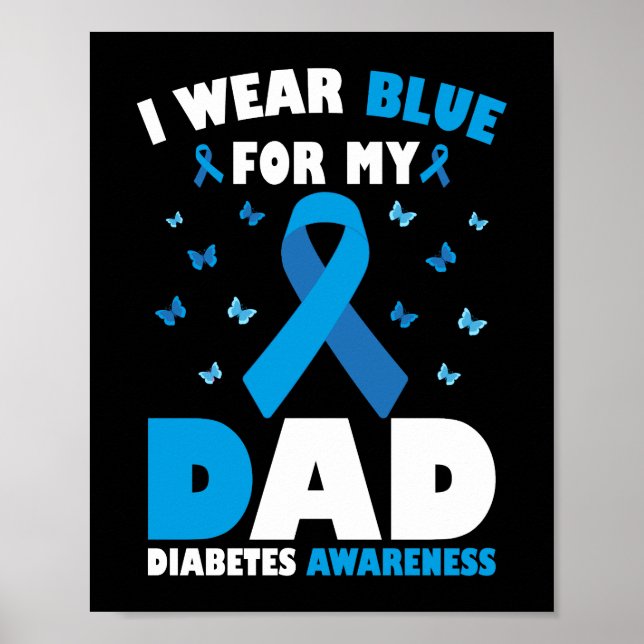 Póster Uso Azul Para La Diabetes De Papá Conciencia De La (Frente)