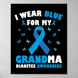 Póster Uso Azul Para Mi Abuela Diabetes Conciencia T1D