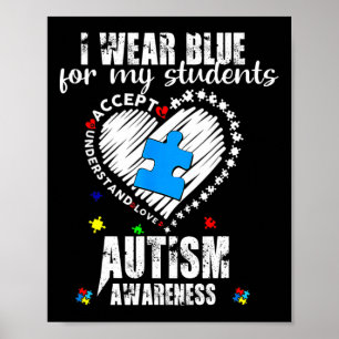 Póster Uso Azul Para Mi Estudiante Corazón De Conciencia 