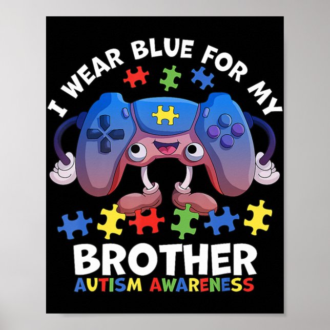 Póster Uso Azul Para Mi Hermano Autismo Niños Concientiza (Frente)