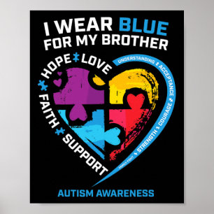 Póster Uso Azul Para Mi Hermano Hijos Autismo Conciencia 