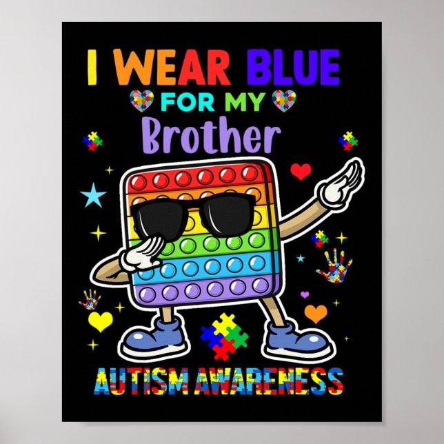 Póster Uso Azul Para Mi Hermano Mes De Concienciación Sob (Frente)