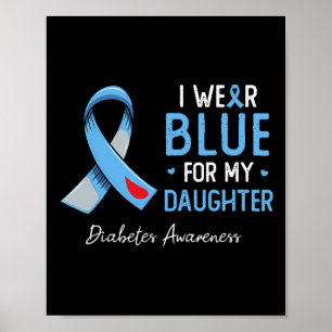 Póster Uso azul para mi hija conciencia de la diabetes mo