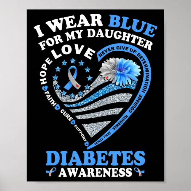 Póster Uso Azul Para Mi Hija Diabetes Sensibilización (Frente)
