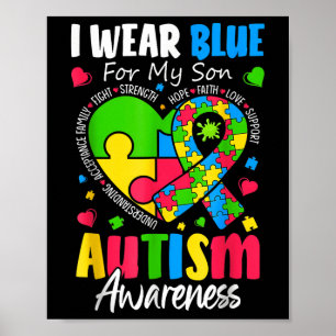 Póster Uso Azul Para Mi Hijo Autismo Conciencia Niños Hom