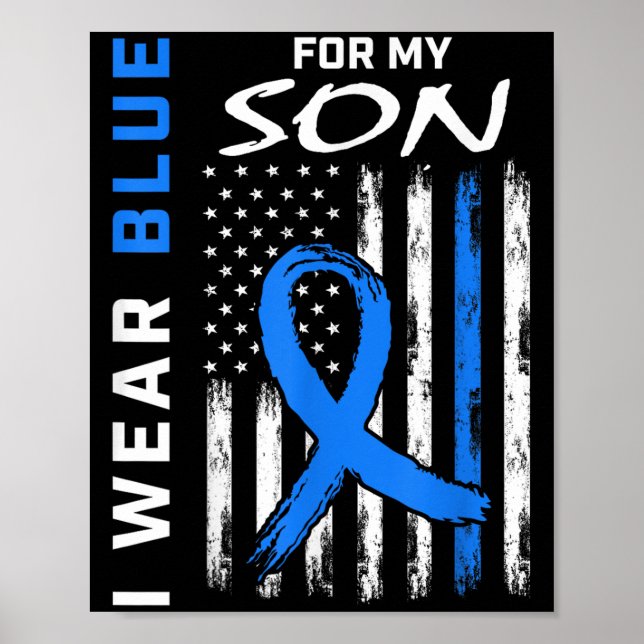 Póster Uso Azul Para Mi Hijo Diabetes Camisa De Concienci (Frente)