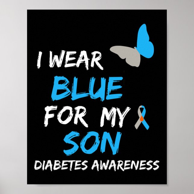 Póster Uso Azul Para Mi Hijo Diabetes Cinta De Conciencia (Frente)