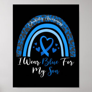 Póster Uso Azul Para Mi Hijo Diabetes Conciencia Mes Gi
