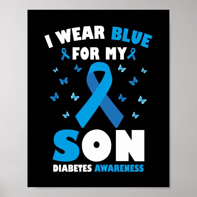 Póster Uso Azul Para Mi Hijo Diabetes Conciencia T1D (Frente)