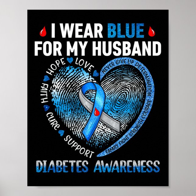 Póster Uso Azul Para Mi Marido Diabetes Fami De Concienci (Frente)