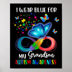 Póster Uso Azul Para Mi Nieto Mayor Conciencia De Autismo