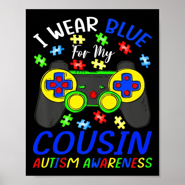 Póster Uso Azul Para Niños Primos Videojuego Autismo Awar (Frente)