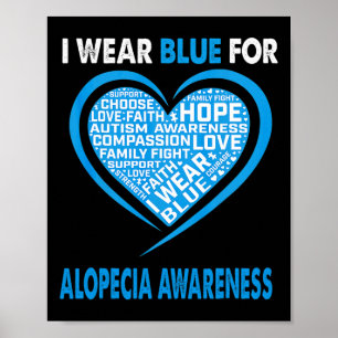Póster Uso Azul Por Alopecia Conciencia Fe Esperanza Amor