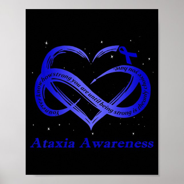 Póster Uso Azul Por Ataxia Awareness Warrior T-Shirt11 (Frente)