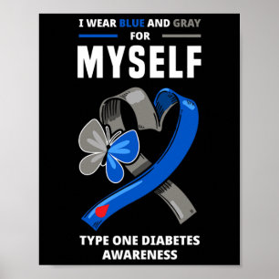 Póster Uso Azul Y Gris Para Mí Diabetes Tipo 1