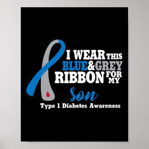 Póster Uso azul y gris para mi hijo Diabetes Conciencia