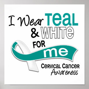 Póster Uso Cáncer Cervical Verde azulado De Blanco 42 Me