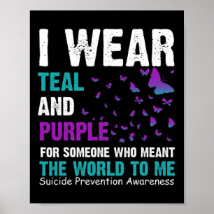Póster Uso Conciencia Del Suicidio Verde azulado Y Morado