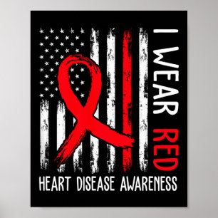 Póster Uso Conciencia Sobre Enfermedades Del Corazón Rojo