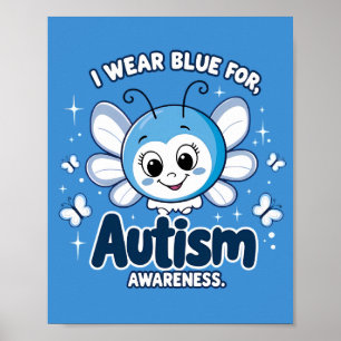 Póster Uso el azul para la conciencia del autismo