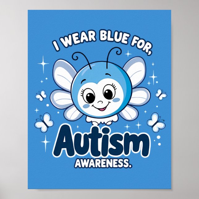 Póster Uso el azul para la conciencia del autismo (Frente)