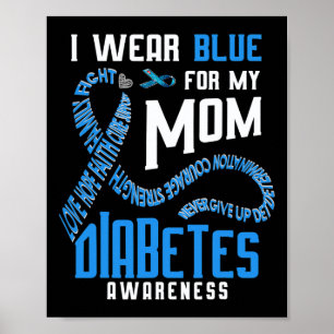 Póster Uso el azul para mi mamá Conciencia sobre la diabe