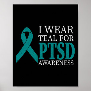 Póster Uso La Cinta Verde azulada Ptsd - Mes De Concienci