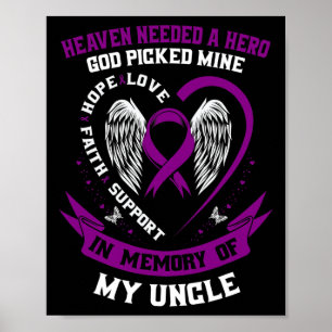 Póster Uso Morado En Memoria Del Cáncer Pancreático Tío