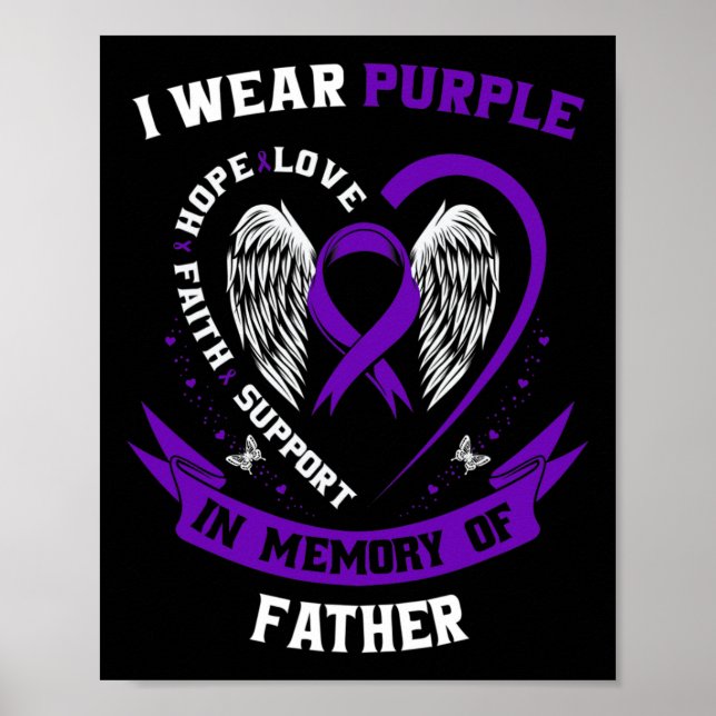 Póster Uso Morado En Memoria Del Padre Papá Pancreático C (Frente)