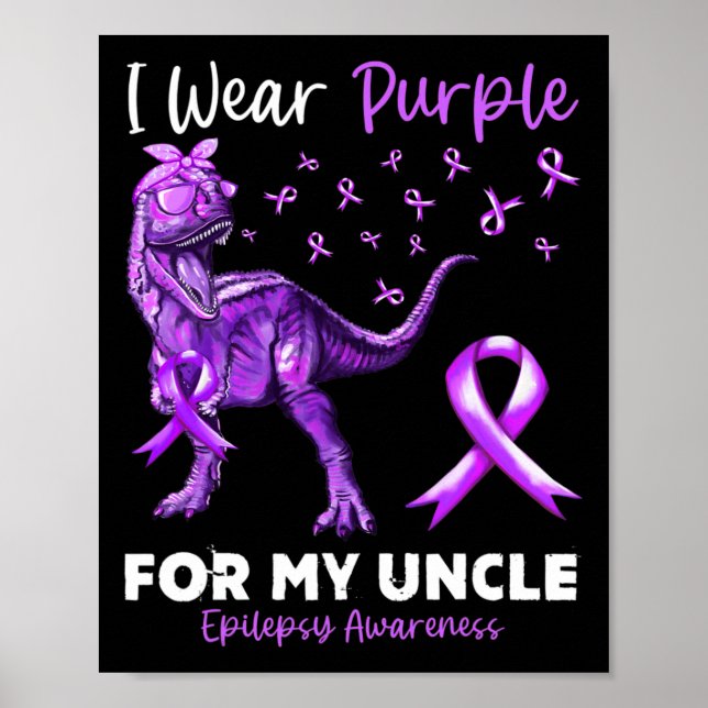 Póster Uso Morado Para Mi Tío Epilepsia Awareness Dino (Frente)