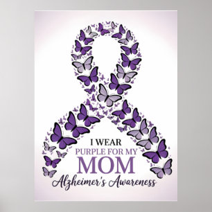Póster Uso morado por la conciencia de mi mamá Alzheimer