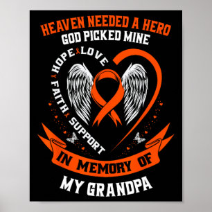 Póster Uso Naranja en memoria de mi abuelo Leukemia Awa