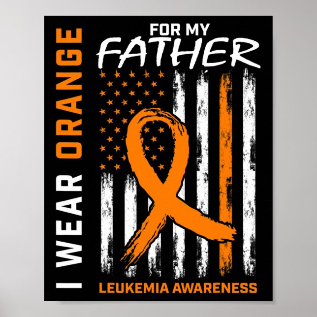 Póster Uso Naranja Padre Papá Leucemia Conciencia America (Frente)