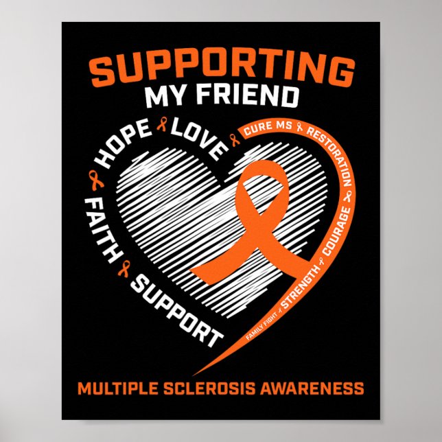 Póster Uso Naranja Para Mi Amigo Esclerosis Múltiple Awa (Frente)
